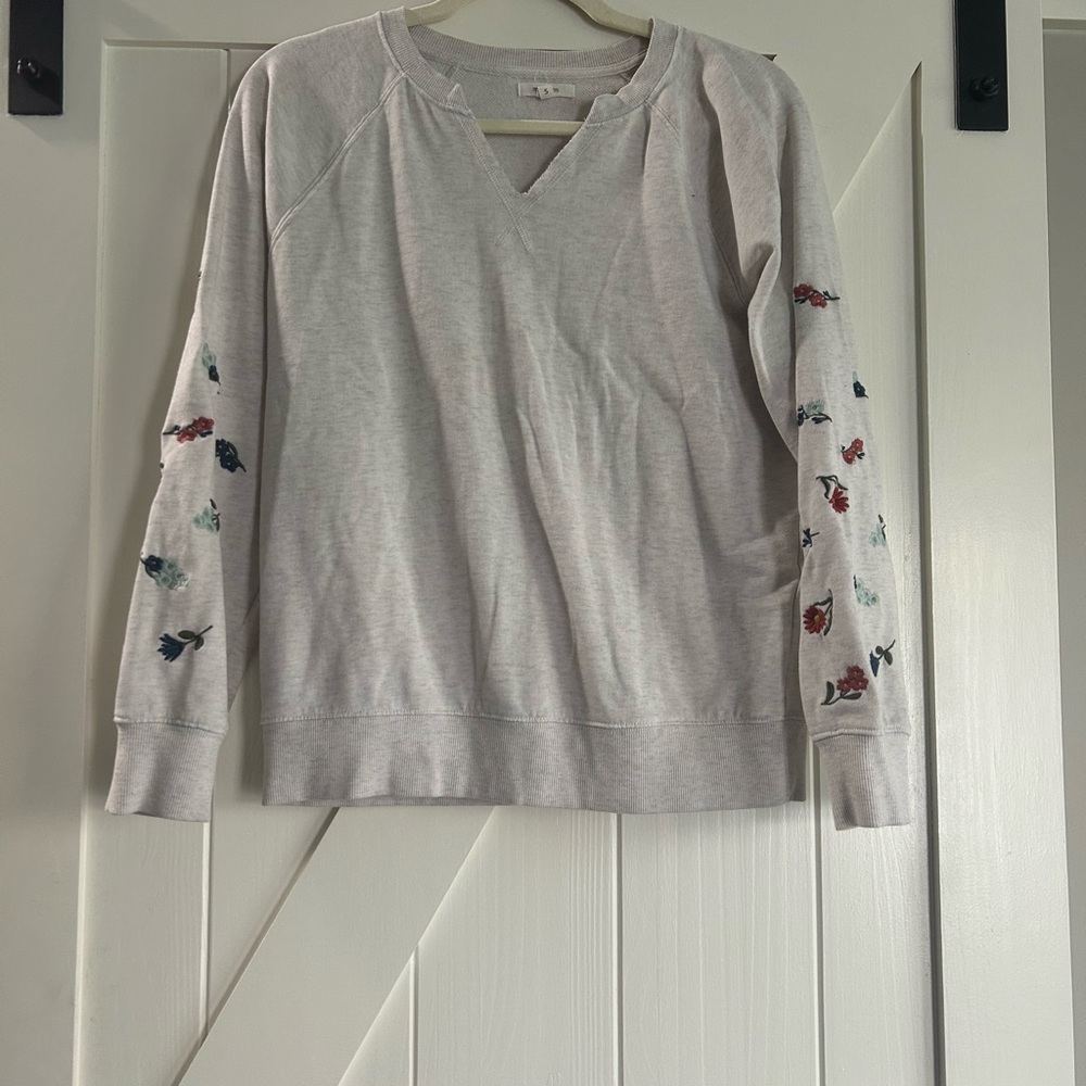 Maurices Gray Long Sleeve Hoodie with Floral Details